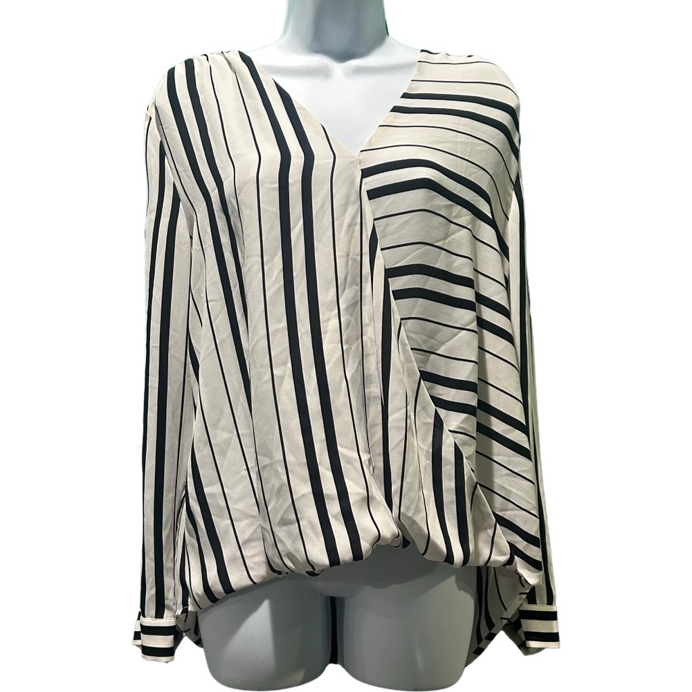 Calvin Klein Black and White Striped Blouse